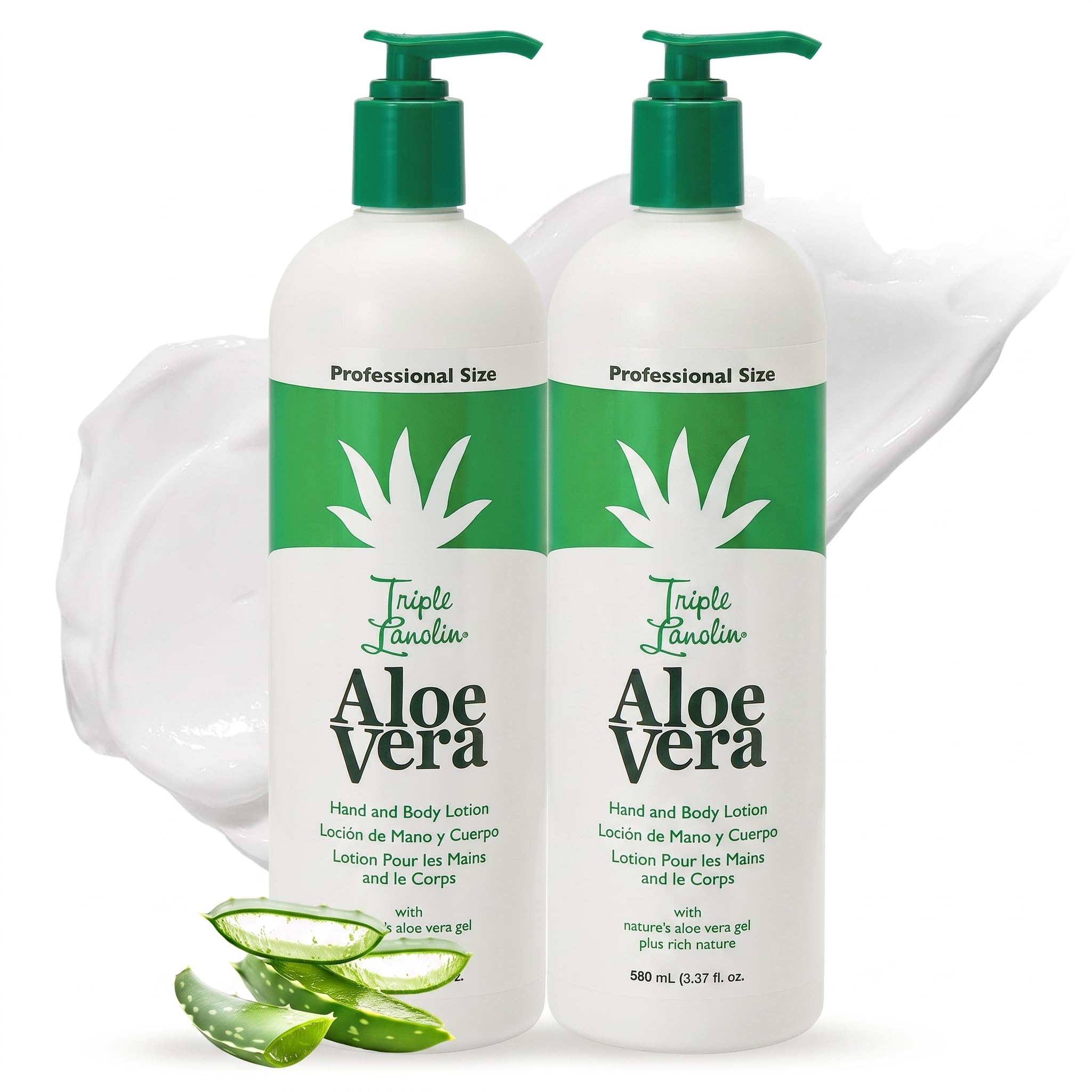 Triple Lanolin Aloe Vera Soothing Lotion (20 Fl Oz) – Professional Bulk Moisturizer for All Skin Types – Deeply Hydrating Aloe & Lanolin Hand and Body