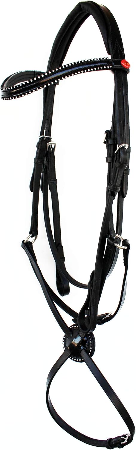 CHALLENGER English Horse Padded Figure Eight Leather Adjustable Jumping Hunter Bridle 803475BKF