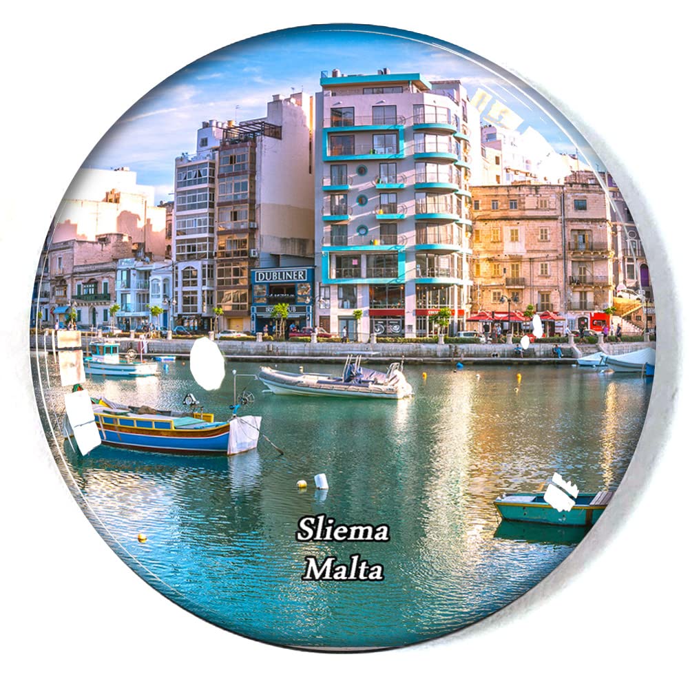 Malta-Bl3393 Sliema Malta Fridge Magnet Refrigerator Freezer Magnet Souvenir Decoration Magnet Sticker Glass Crafts