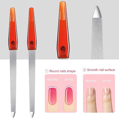 Miniatura 10 de 12 limas de uñas de metal de 6.7 pulgadas, lima de uñas de acero inoxidable de doble cara, lima de zafiro de metal con mango antideslizante, uñas de