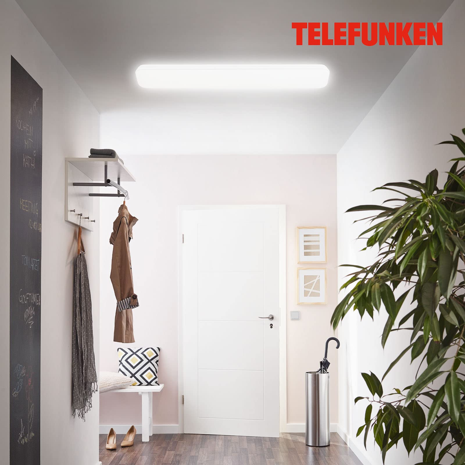 Telefunken - Lampa sufitowa LED, ściemniana, lampa sufitowa LED, do kuchni, warsztatu, ściemniana za pomocą przełącznika ściennego, neutralne białe światło, 49 W, 5300 lm, biała