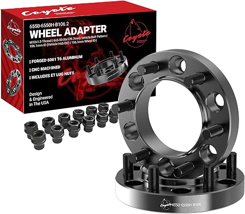 Miniatura 40 de Wheel Accessories Parts 4 adaptadores de espaciadores de rueda centrados en buje de 6x5.5 0.236x5.500 in 2.00 pulgadas de grosor 3.063 in Hub