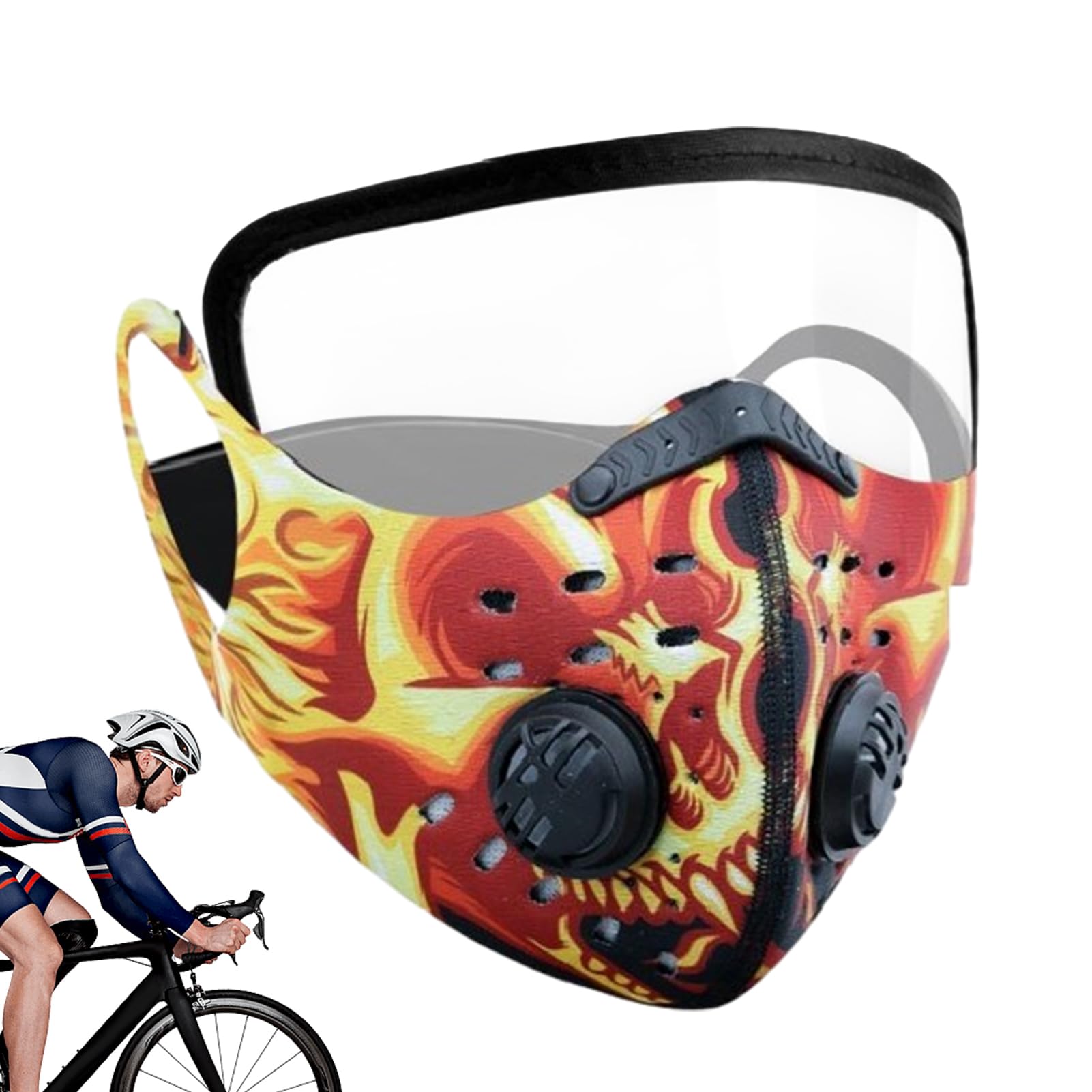 Masque de protection réutilisable avec valve d'air et bandeau amovible, technologie de filtre en maille, masque de sport anti-pollution pour moto, travail du bois