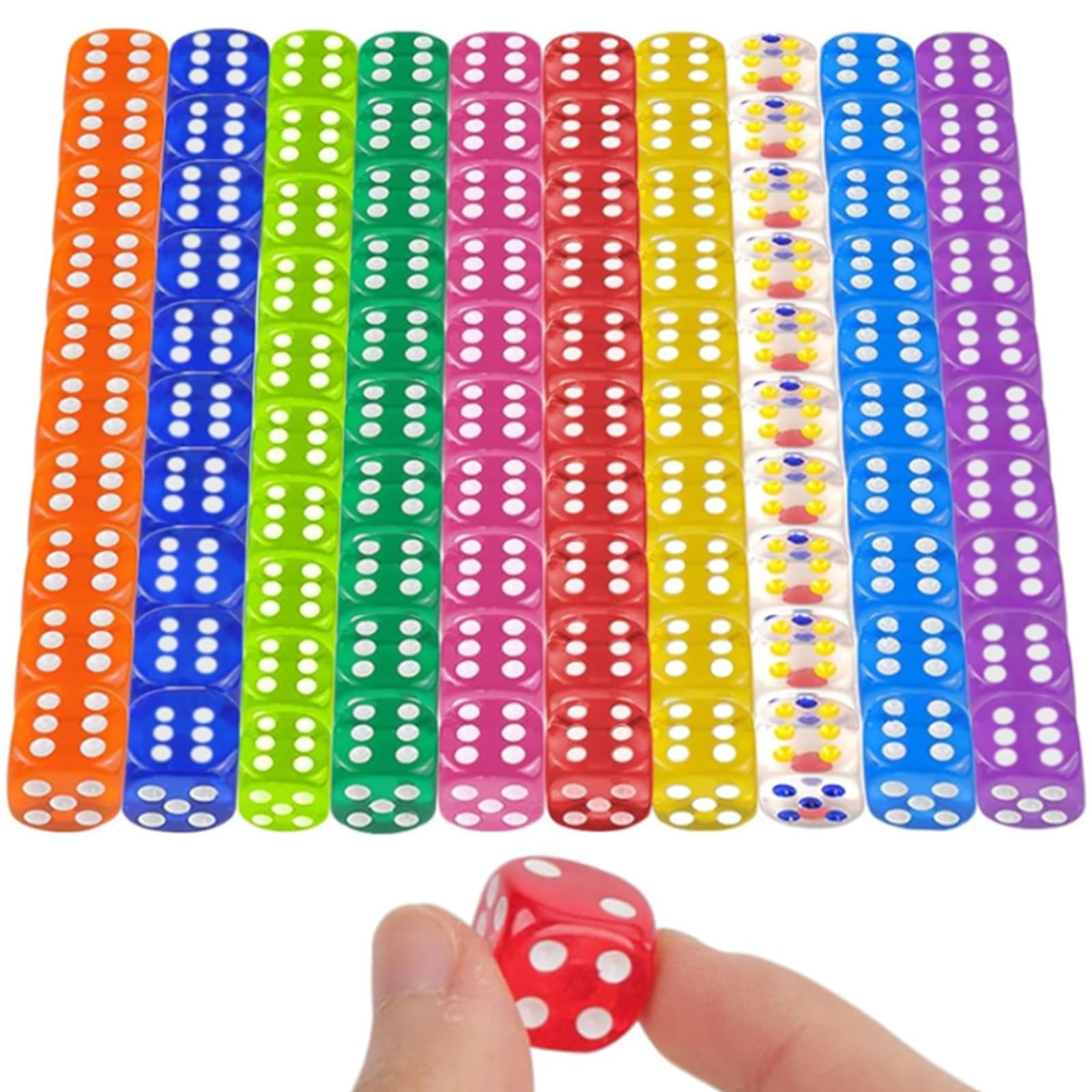 Austor Lot de 100 dés de jeu à 6 faces 12 mm Dés D6 | Lot de dés d'angle carrés pour Tenzi, Farkle, Yahtzee, Bunco ou enseignement des mathématiques