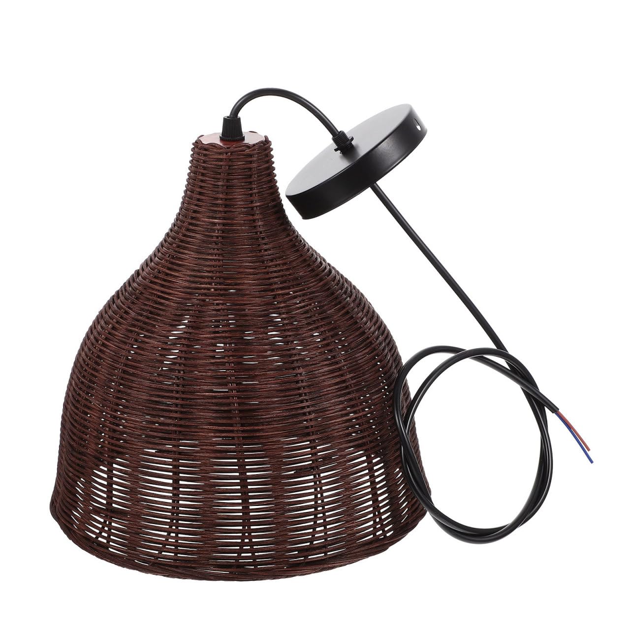 Pantalla de Lámpara Colgante de Ratán Tejida para Araña Vintage