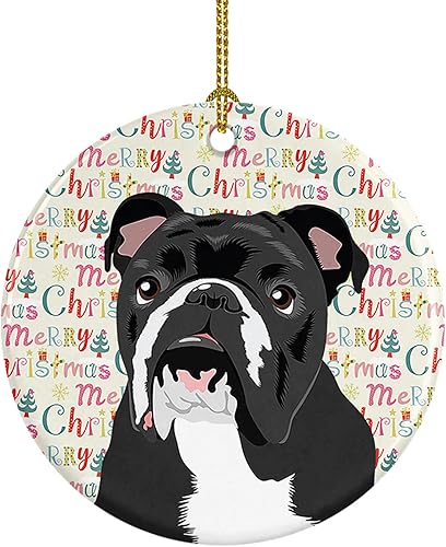 Carolines Treasures WDK2146CO1 - Adorno de cerámica de Navidad en blanco y negro 3 pulgadas multicolor