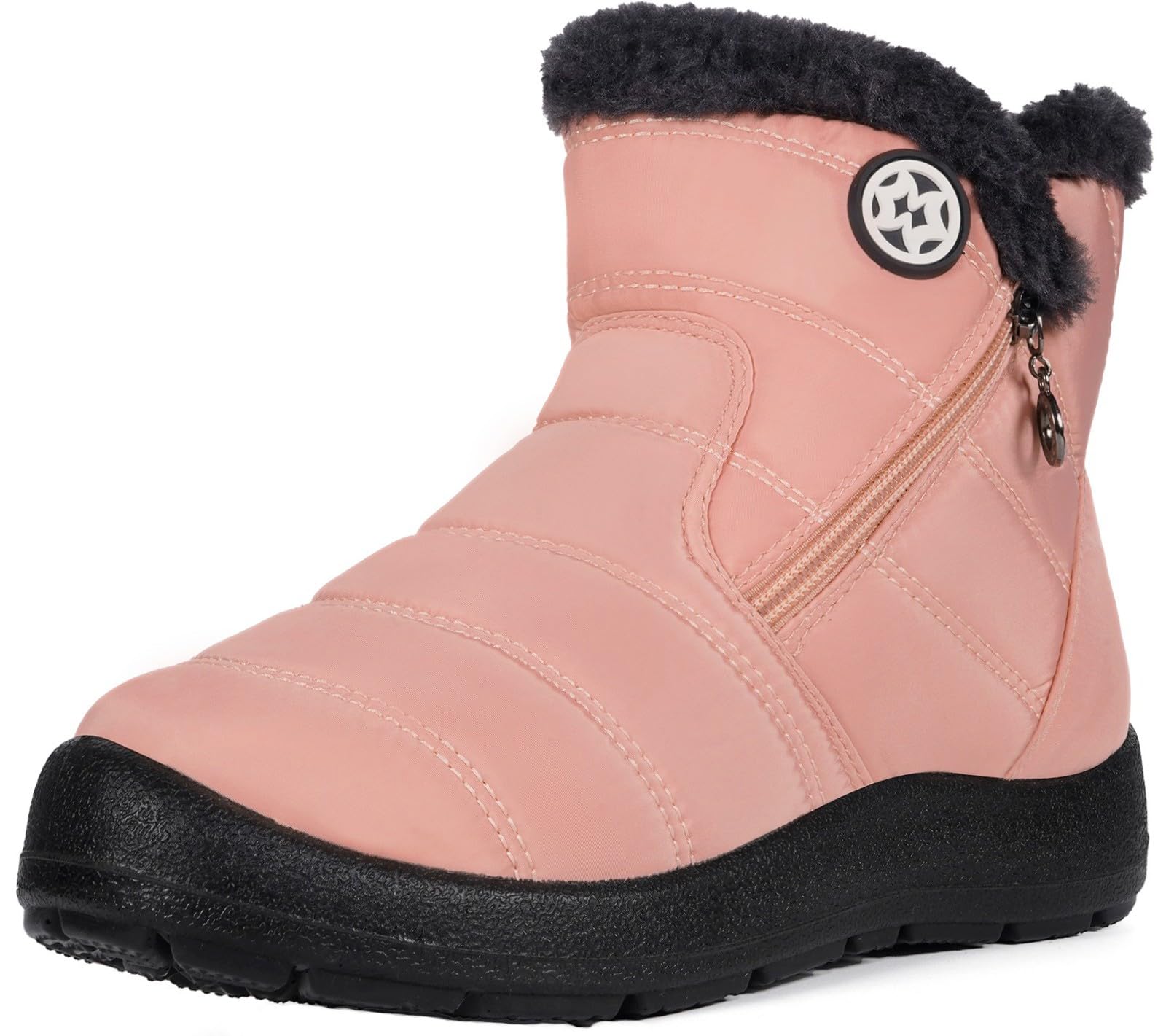 Stivali Donna Stivaletti Invernali Impermeabili Cerniera Stivali da Neve Cotone Caldo Peluche Caviglia Boots Bassi Scarpe Ultraleggero