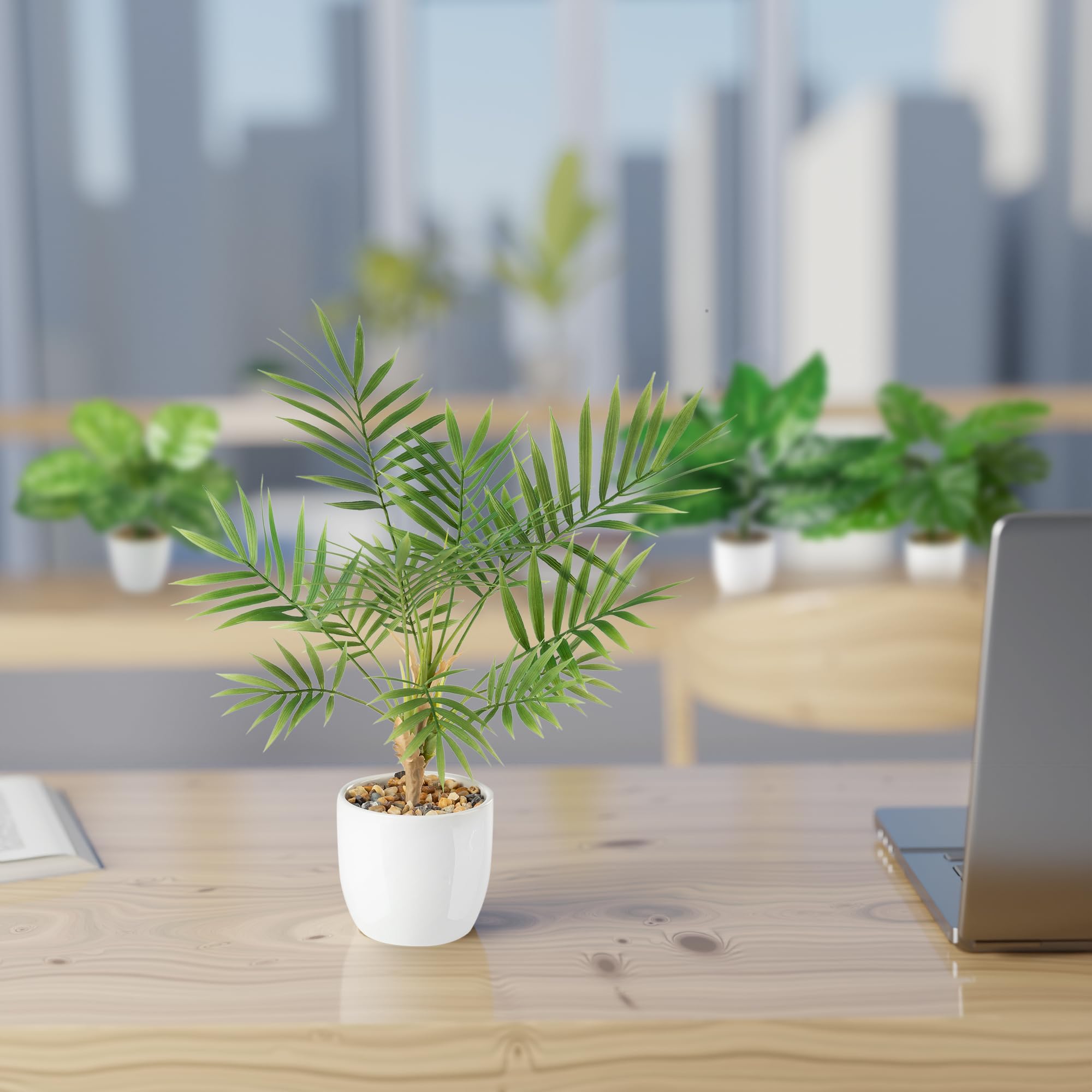 PASCH® Set di 4 piante artificiali tropicali come reali (35 cm) in vasi di ceramica bianchi: tra cui Monstera artificiale e Areca palma artificiale | piante artificiali in vaso | Fake Plant | fiori