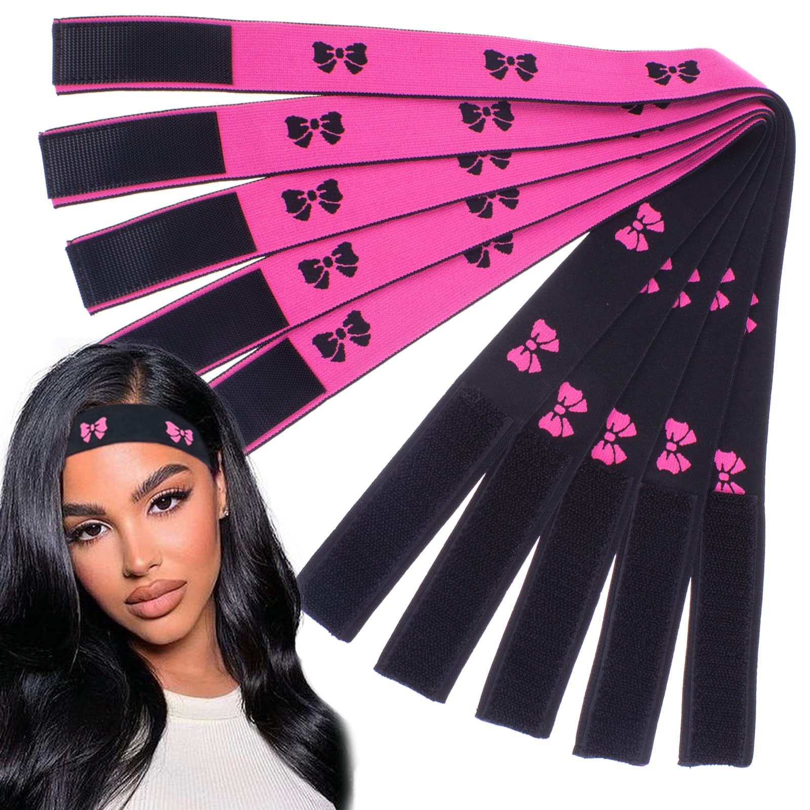 Photo 1 of 2 PACKS OF RuiYok 5PCS Wig Elastic Bands for wigs 1.4inch Lace Melting Band for wigs,Elastic band for wigs edges,edge bands for lace wigs,wig band for melting lace edge wrap to lay edges Wig Band for Wigs Edge,Wig Accessories for Salon, Wigs Supplies.(Pin