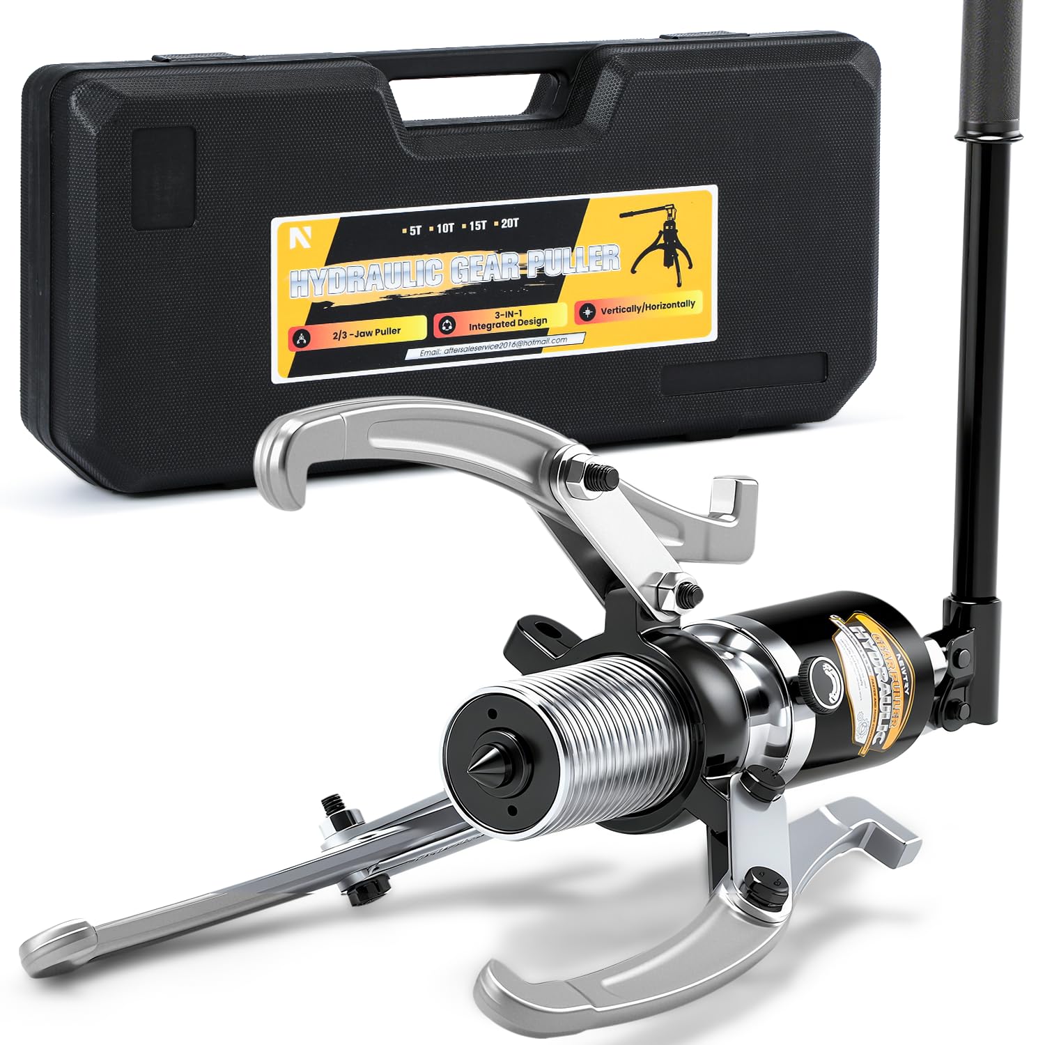 NEWTRY 20 Ton Hydraulic Gear Puller Wheel Bearing Pulling Separator 2 or 3 Adjustable Jaw Puller Vertically & Horizontally, Heavy Duty Mechanical