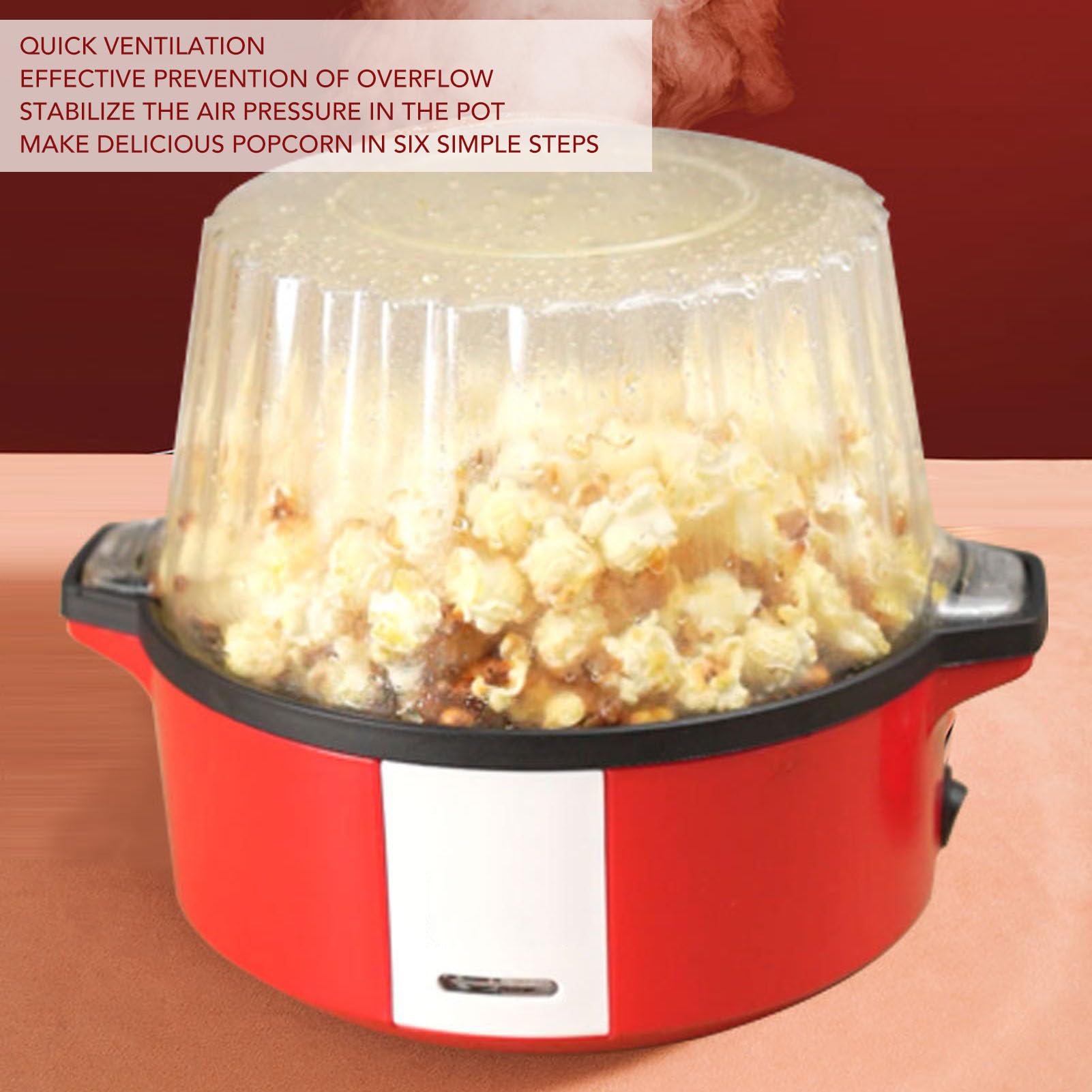 Popcorn-Maker, 70 G, Große Kapazität, Elektrische Popcornmaschine, Antihaft-Popcorn-Maker mit Deckel und Löffel, DIY-Popcorn-Topf, Leicht zu Reinigen, 700 W, Schnelle Erwärmung