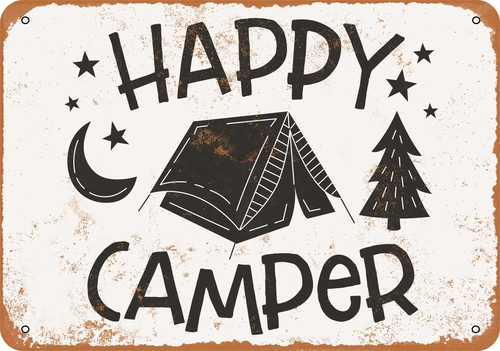Miaomansenstore Metal Sign - Happy Camper Tent - Vintage Look Home Decor