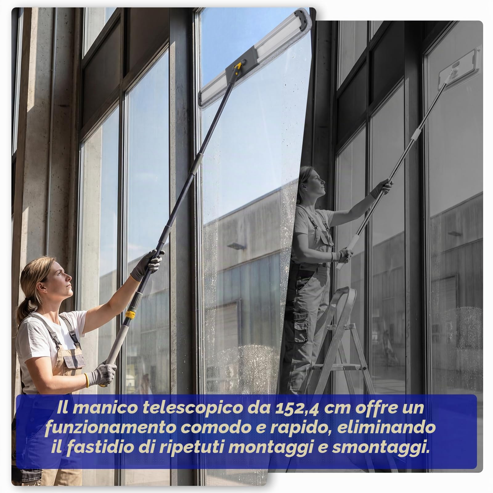 Masthome 36 pollici commerciale Dust Mop con telaio in alluminio | Manico regolabile da 152,4 cm, 2 diversi cuscinetti in tessuto per hotel, magazzini, garage