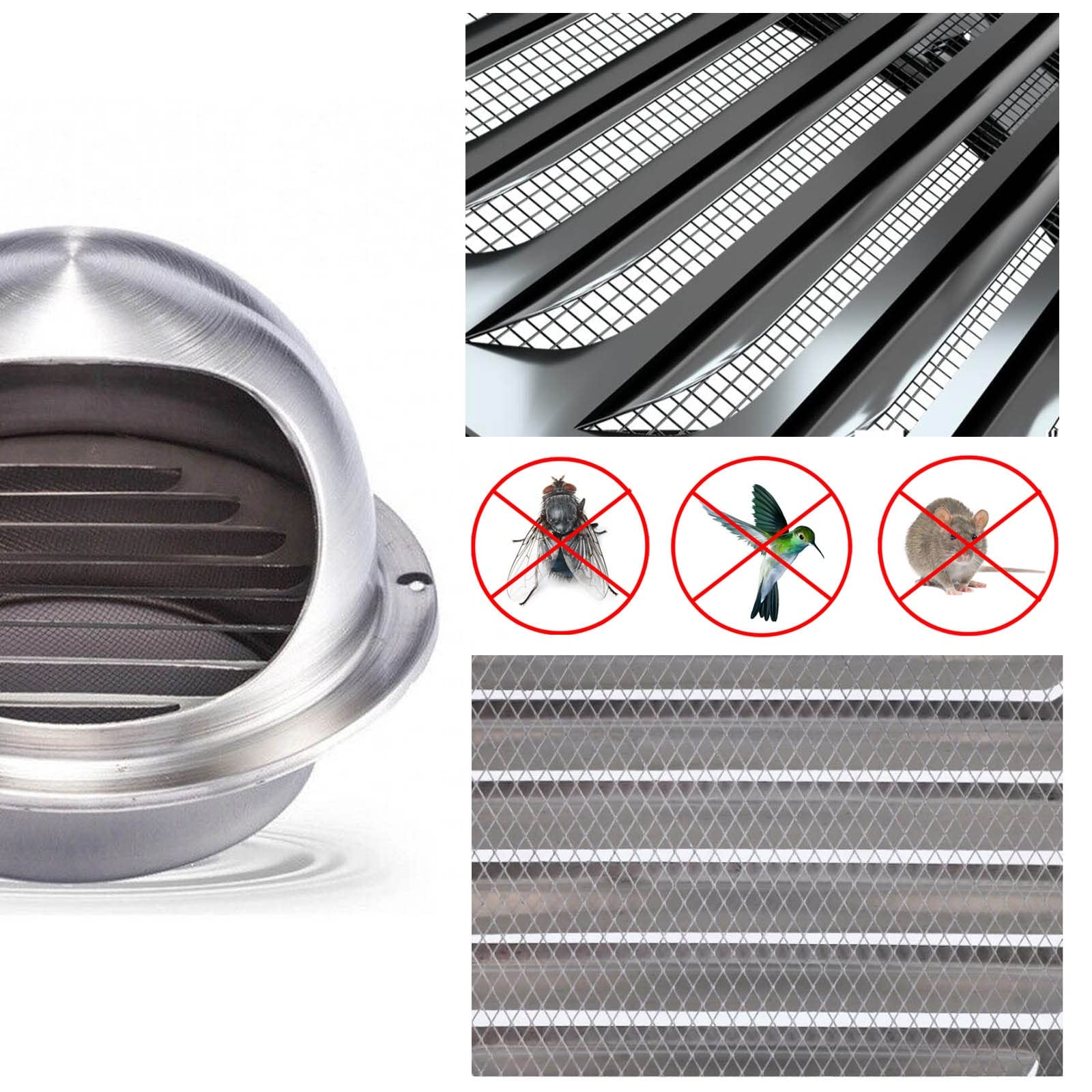 Griglia Ventilazione Esterna 100mm - Acciaio Inox 304 | Protezione Pioggia E Insetti Per Cappe E Aria - Foto 4