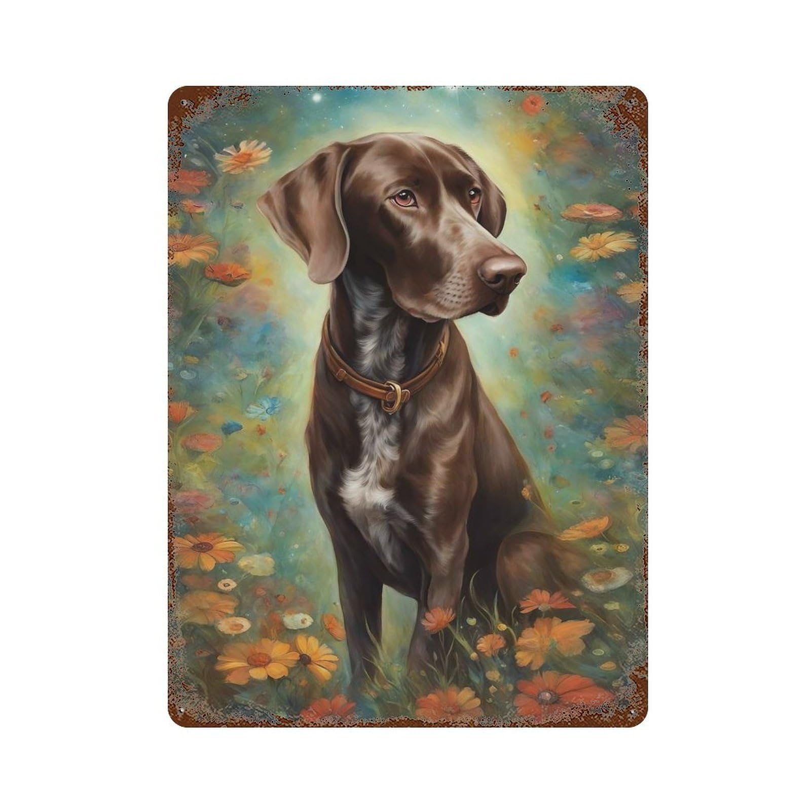 Garage Style Dog000353 Rust Effect Tin Sign 15.7"x11.8", Farmhouse Wall Decor for Bar And Workshop