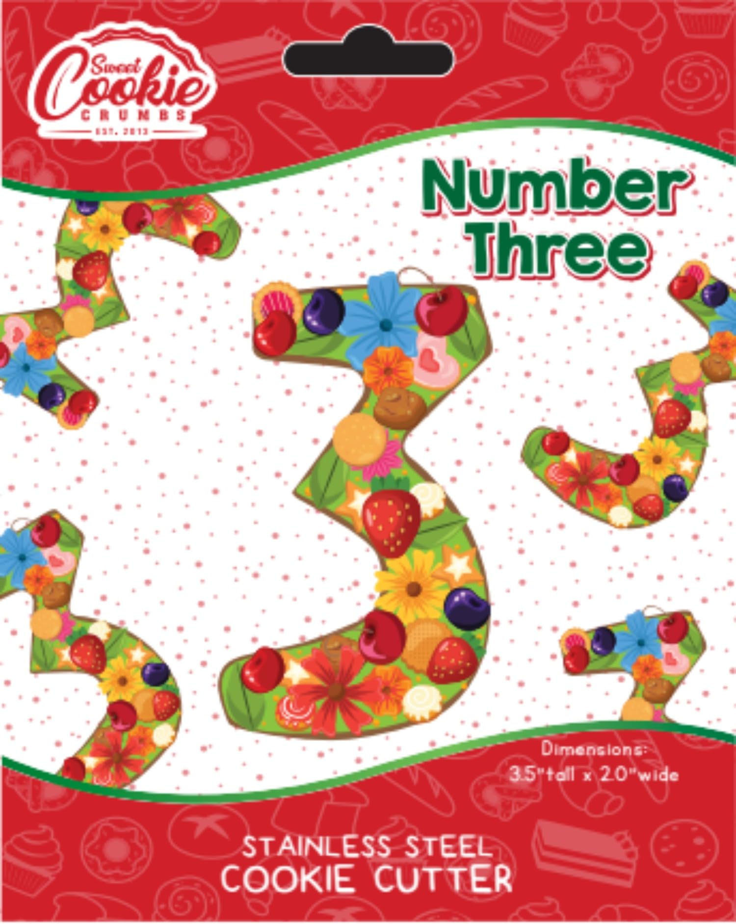 Number Three Cookie Cutters- Stainless Steel by Sweet Cookie Crumbs