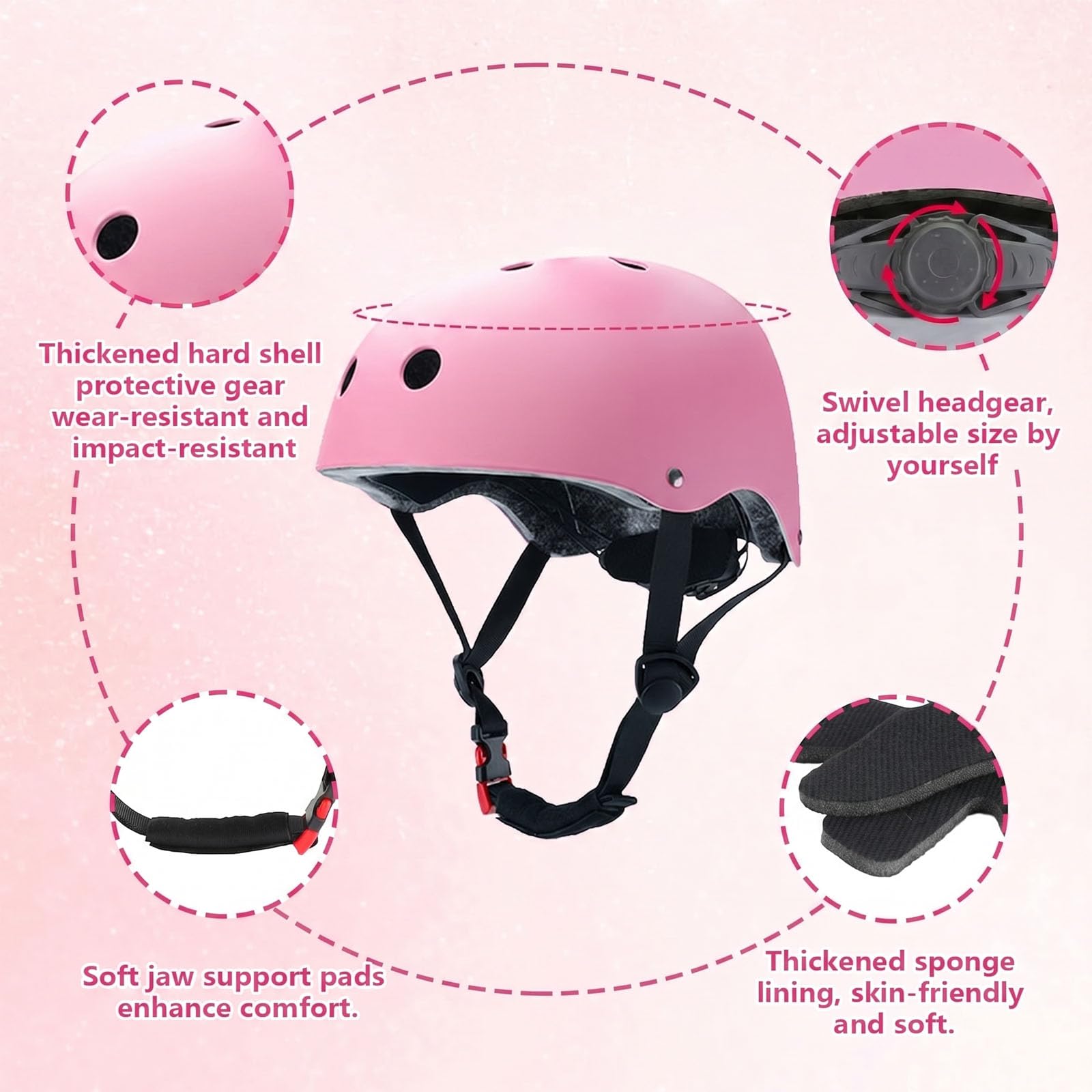 Knieschoner Kinder mit Helm, 7er Set Schoner Inliner Kinder, Schonerset Kinder 3-12 Jahre, Verstellbare Knieschützer Protektoren Kinder Schutzausrüstung für Inliner Skateboard Fahrrad Roller