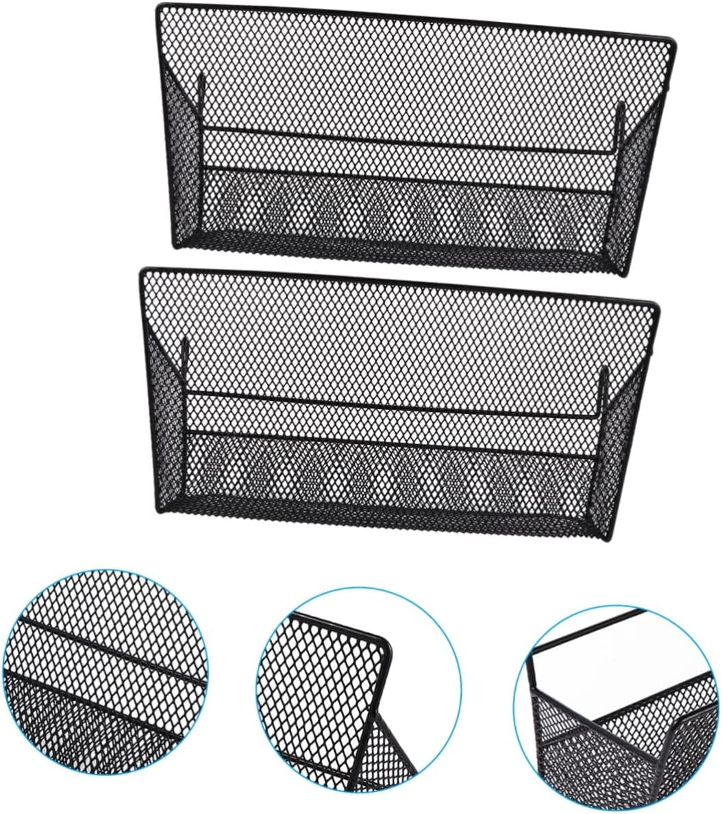 KICHOUSE 2pcs Hanging Storage Basket for Bedside Organization Compact Black Dormitory Shelf Baskets for Bathroom and Kitchen Space-saving Design with Hooks