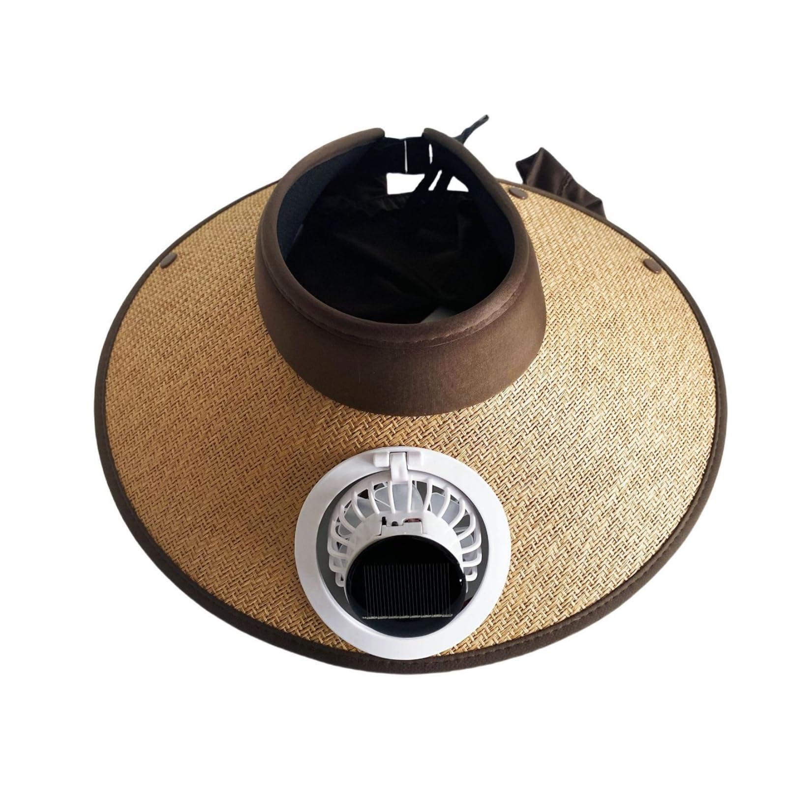 Face Shade Sun Visor Fan Hat Wide Brim Solar Fan Hat for Summer, Sunny Weather, Khaki-image-47