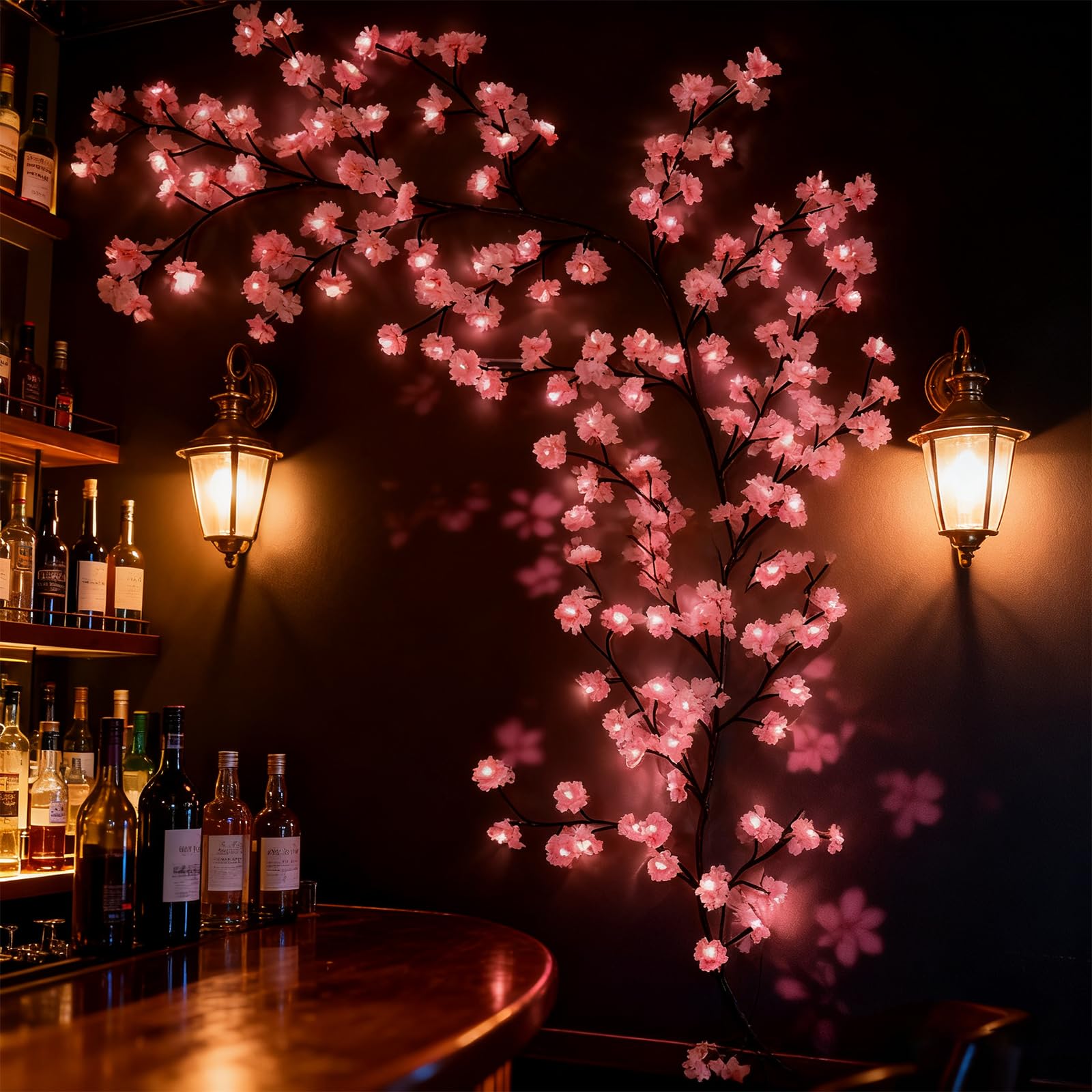 Kirschblüten Lichterkette 144 LED Wanddekoration mit Fernbedienung 8 Lichtmodi USB-gespeist für Schlafzimmer und Wohnzimmer