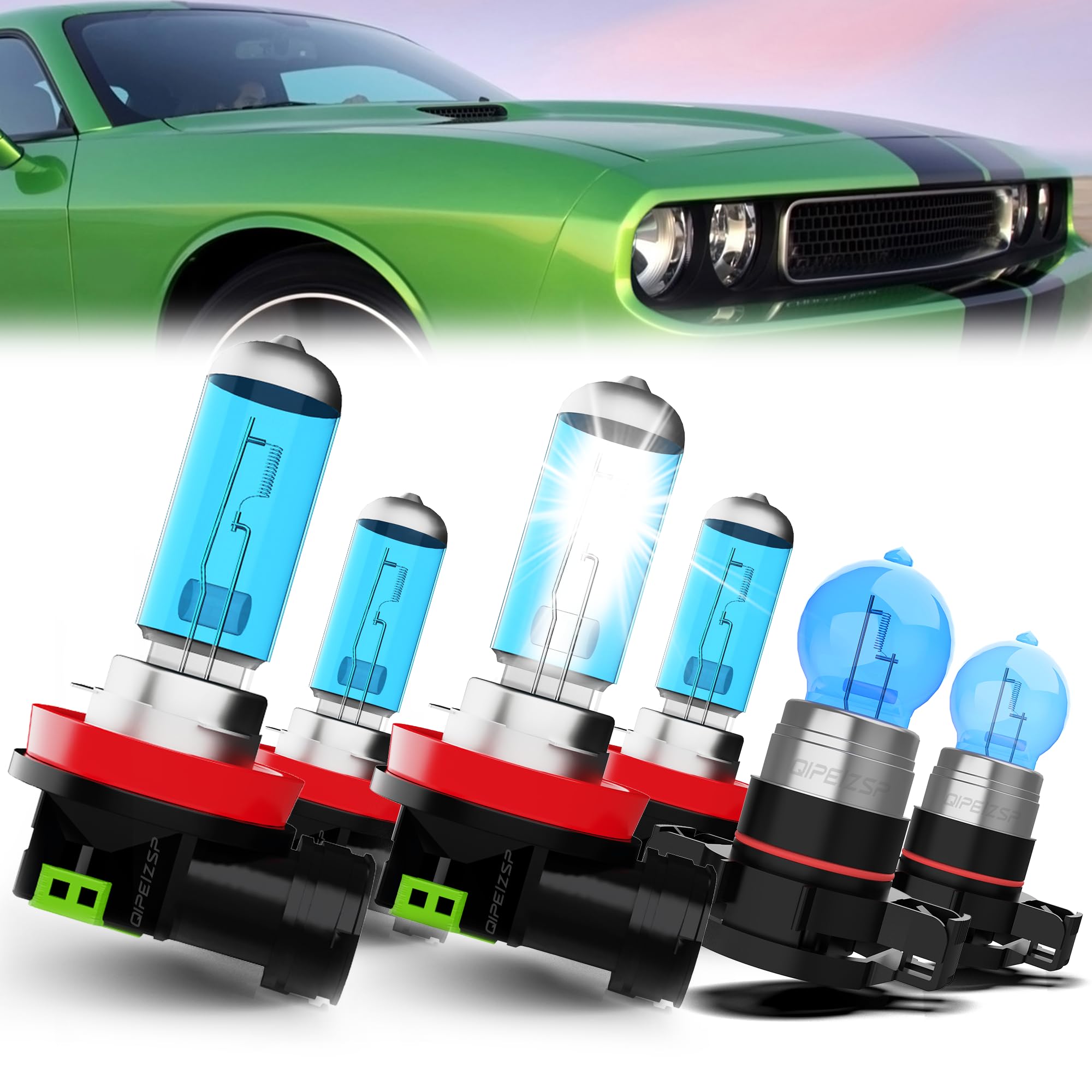 QIPEIZSP compatible with Dodge Grand Caravan 2011-2020 Lights Headlight Bulbs, 300% Brightness H11/H9/H8 + H11 Light Bulbs High & Low Beam + 5202 halogen Fog Light Bulbs?6Pcs