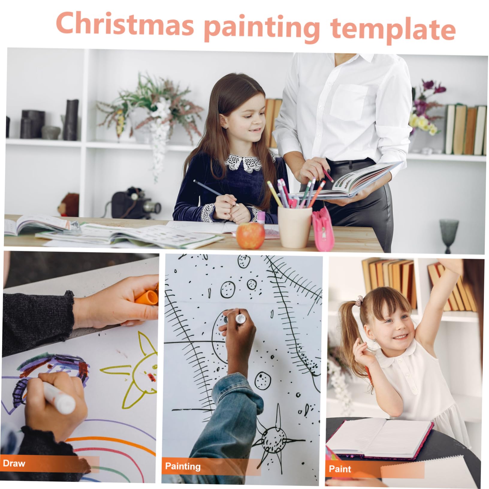 NUOBESTY 3 Set di Perline Artigianali Ornamenti per Feste di Natale Modelli Natalizi per Stencil di Pittura Lisci da Parete Stencil di Perline Finte 12 Pezzi * 3