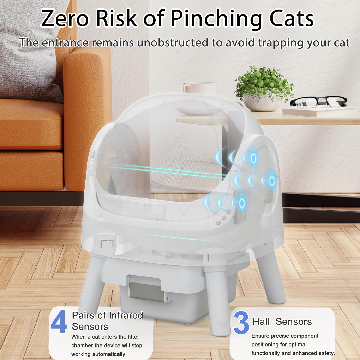 AutoScooper 11 Self Cleaning Litter Box, Top Entry Cat Litter Box with Integrated Safety Protection, Automatic Cat Litter Box for Multiple Cats, White (Manufacturer by PETPIVOT INC)