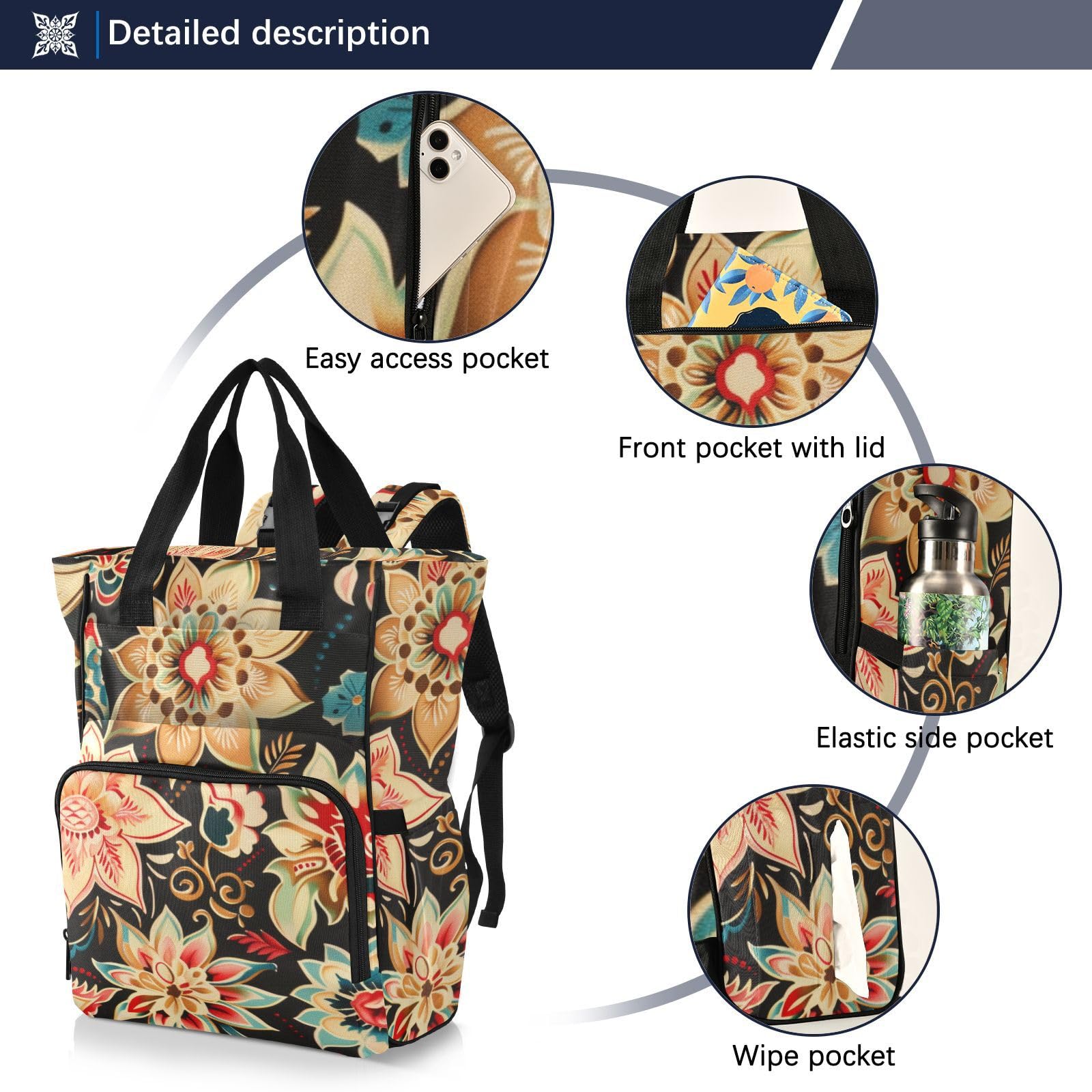 Plecak podróżny dla dziewczynki / chłopca vintage boho kwiaty