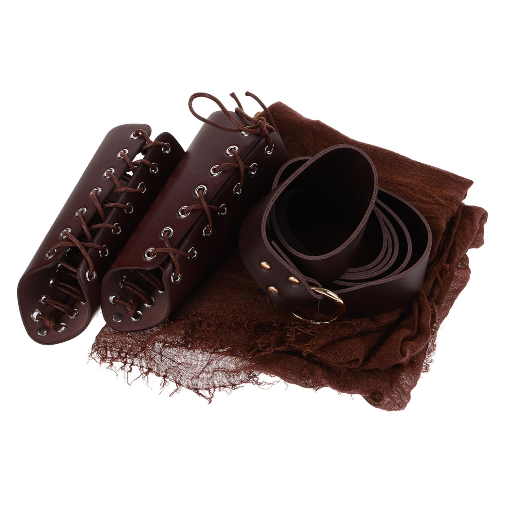 TOVINANNA 1Set Medieval Knight Costume Accessories Cosplay Cape Belt and Bracers for Halloween and Themed Events Medieval Man Cosplay Props Light Brown