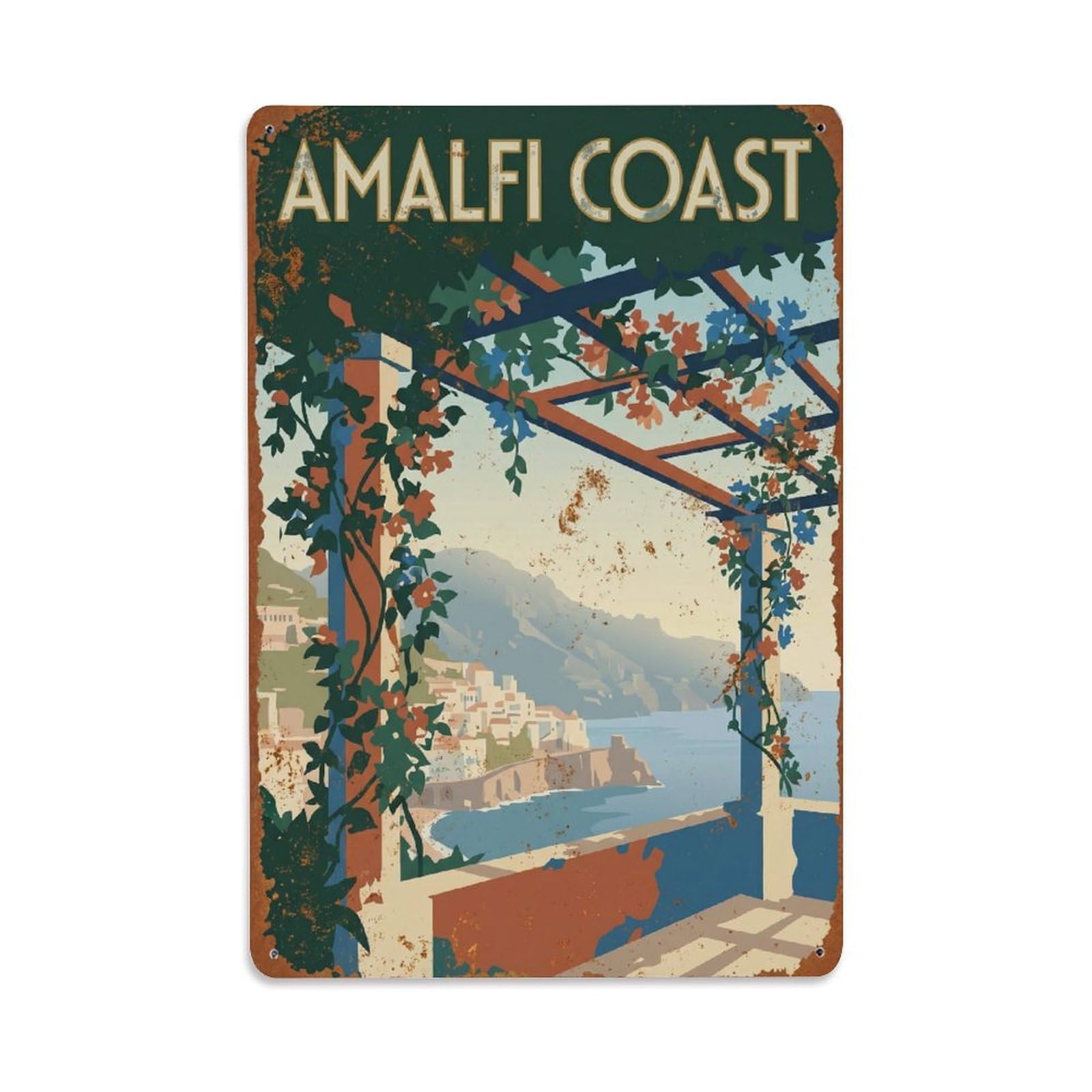 Vintage Travel Pergola Italy Garden Metal Tin Sign