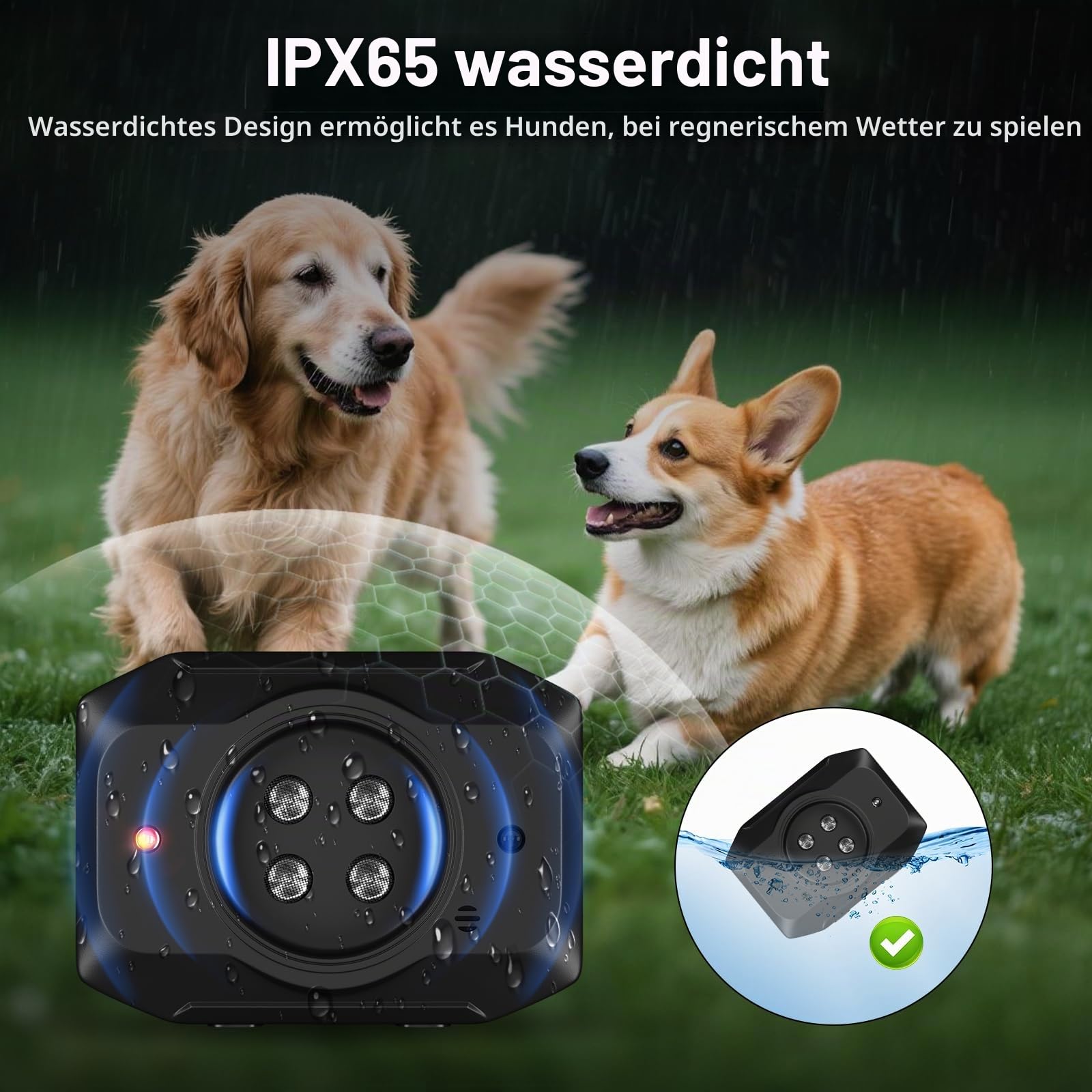 Anti Bell Gerät Hunde,55Ft Antibell für Hunde mit Fernbedienung,3 Modi, Drinnen und draußen IPX4 wasserdichtes Antibell Ultraschall Gerät,Geeignet für kleine, mittelgroße und große Hunde.