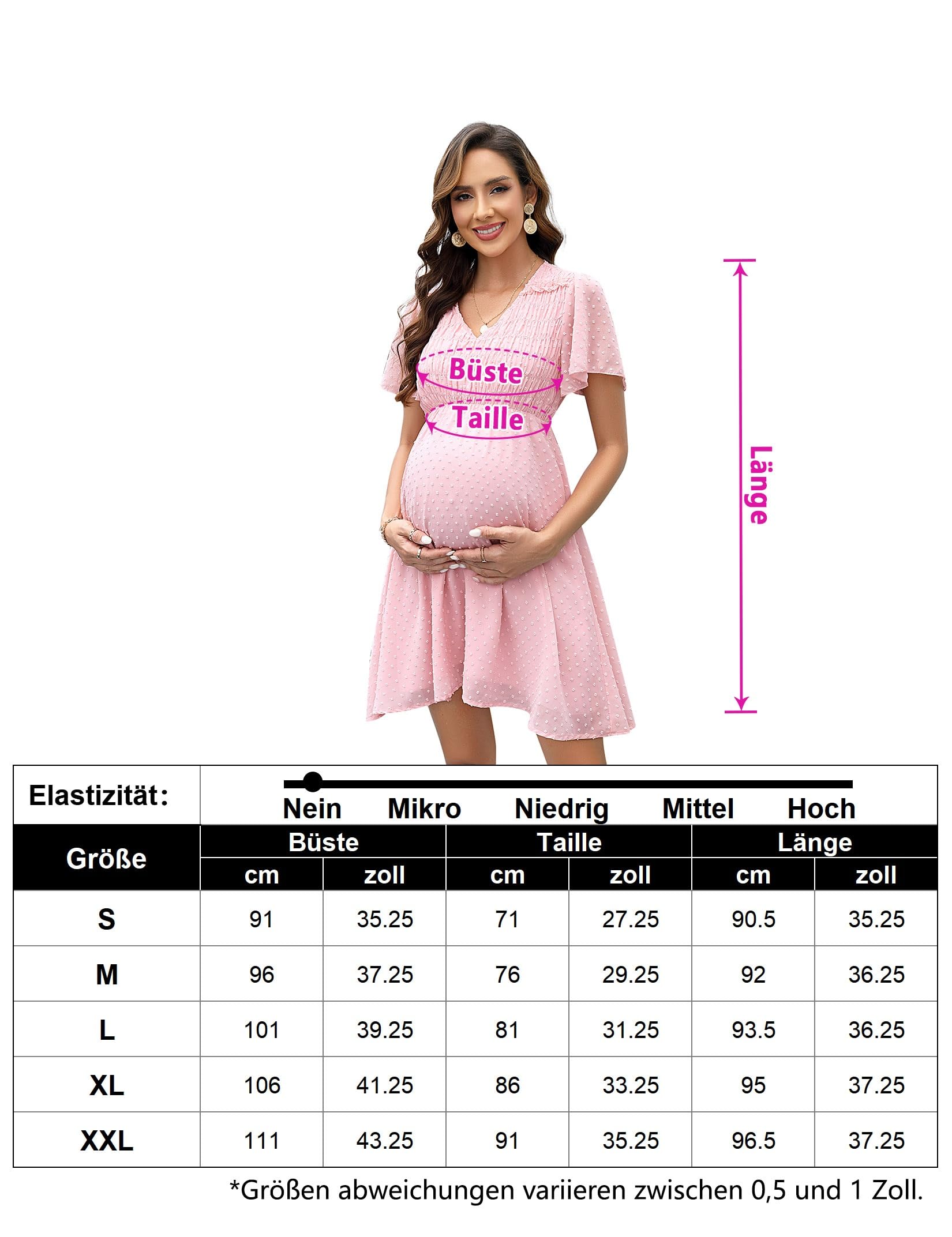 YesFashion Vestido de maternidad para mujer, cuello en V, vestido de maternidad de color sólido, vestido de maternidad cómodo para embarazadas
