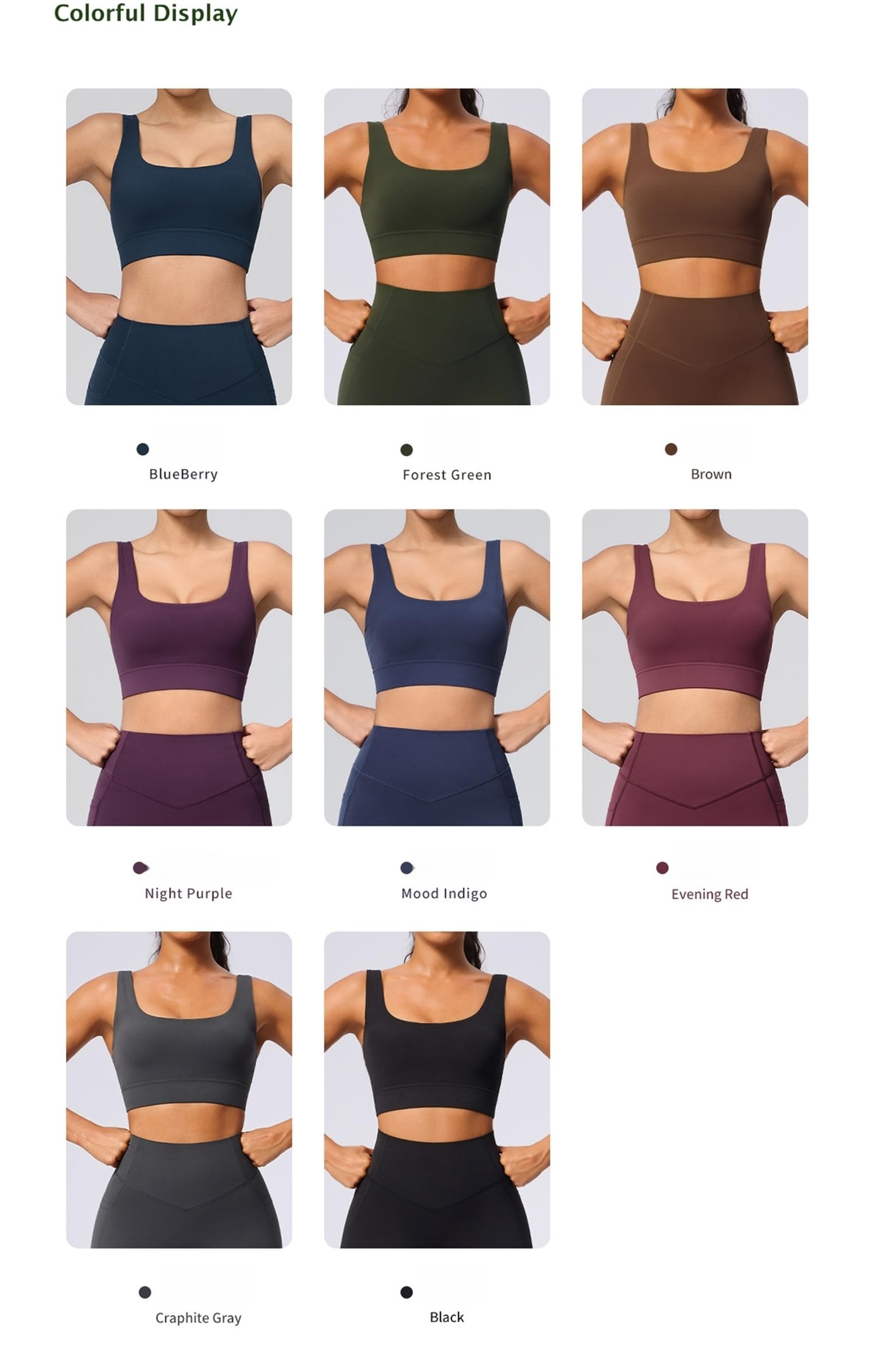 Ensemble d'entraînement 2 pièces pour femme avec soutien-gorge de sport rembourré et col carré pour le yoga, la gym, les débardeurs, les pantalons avec poches