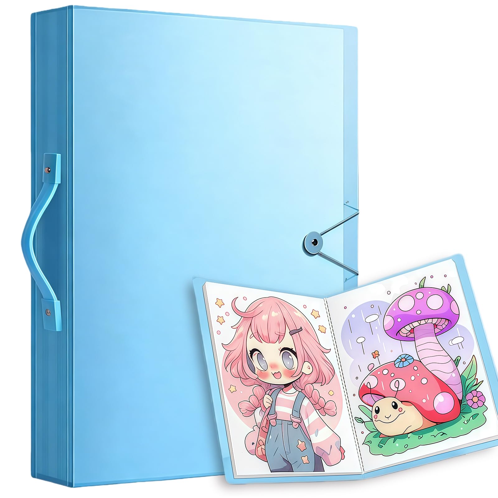 Meetoz Blue A3 Diamond Painting Storage Presentation Book Art Portfolios 60 Pages Pocket Protectors Portfolio Clear Folder Diamond Painting Art Protection Display Book,42X30cm Painting Display Book (Blue)