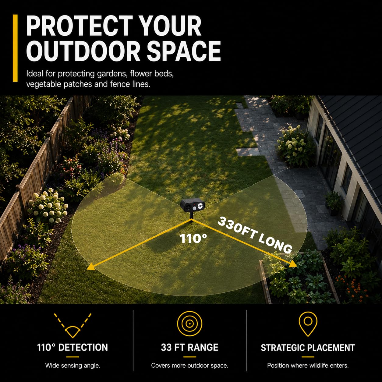 LBingbrother Solar Ultraschall Tierabwehrgeräte mit Bewegungserkennung Wasserdicht, Katzenschreck Outdoor Eichhörnchen Kaninchen Vogel Hund Waschbär Abschreckungen Tiervertreiber für Hof Garten