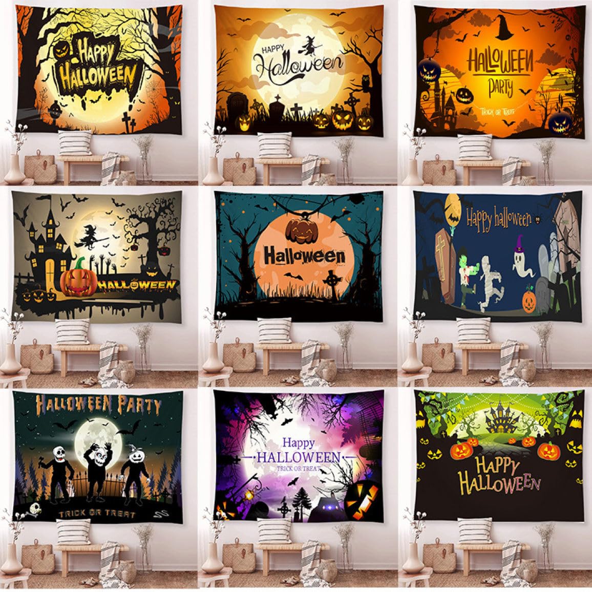 Amazon.co.jp: SGNYXH ハロウィン飾り ハロウィン タペストリー