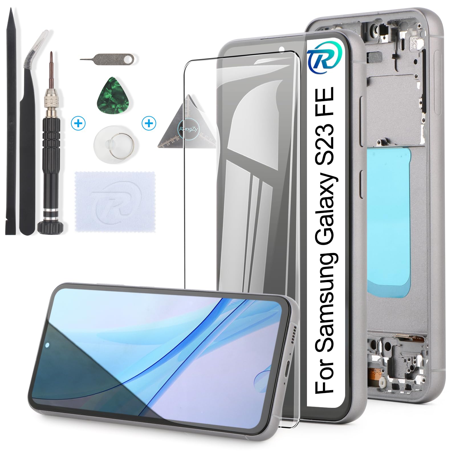RongZy Écran LCD pour Samsung Galaxy S23 FE incell Écran Remplacement pour Samsung S23 FE S711U/S711B/S711W/S7110 Écran LCD Numériseur Tactile Panneau Assemblé Réparation avec Outils(Noir avec Cadre