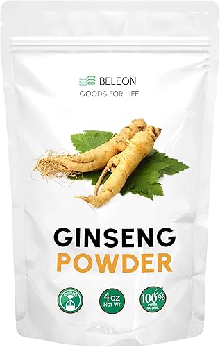 Polvo de raíz de ginseng 4oz - Suplemento herbario Panax Ginseng, ginsenósidos activos, ricos en antioxidantes