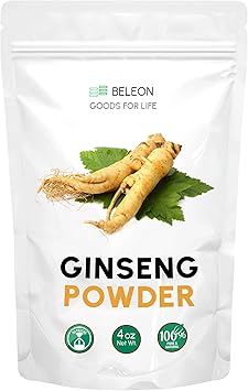 Ginseng Root Powder 4oz - Herbal Supplement Panax Ginseng, Active Ginsenosides, Rich in Antioxidants