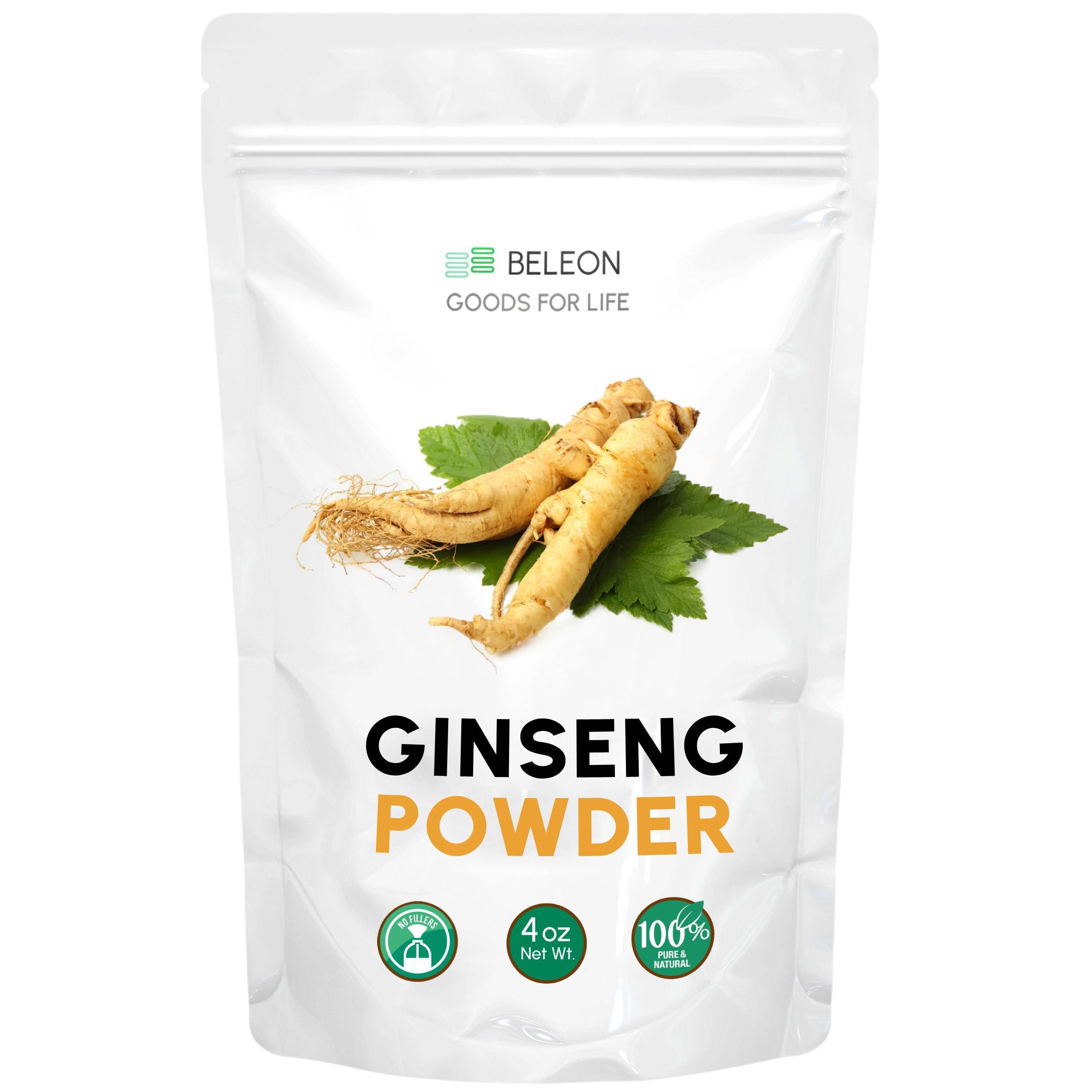 Ginseng Root Powder 4oz - Herbal Supplement Panax Ginseng, Active Ginsenosides, Rich in Antioxidants