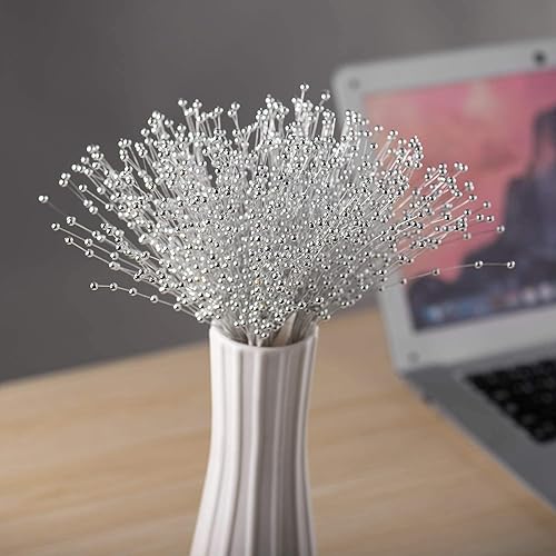Miniatura 3 de 100 piezas de cuentas para novia, ramo de perlas de boda, decoración de fiesta (plateado)