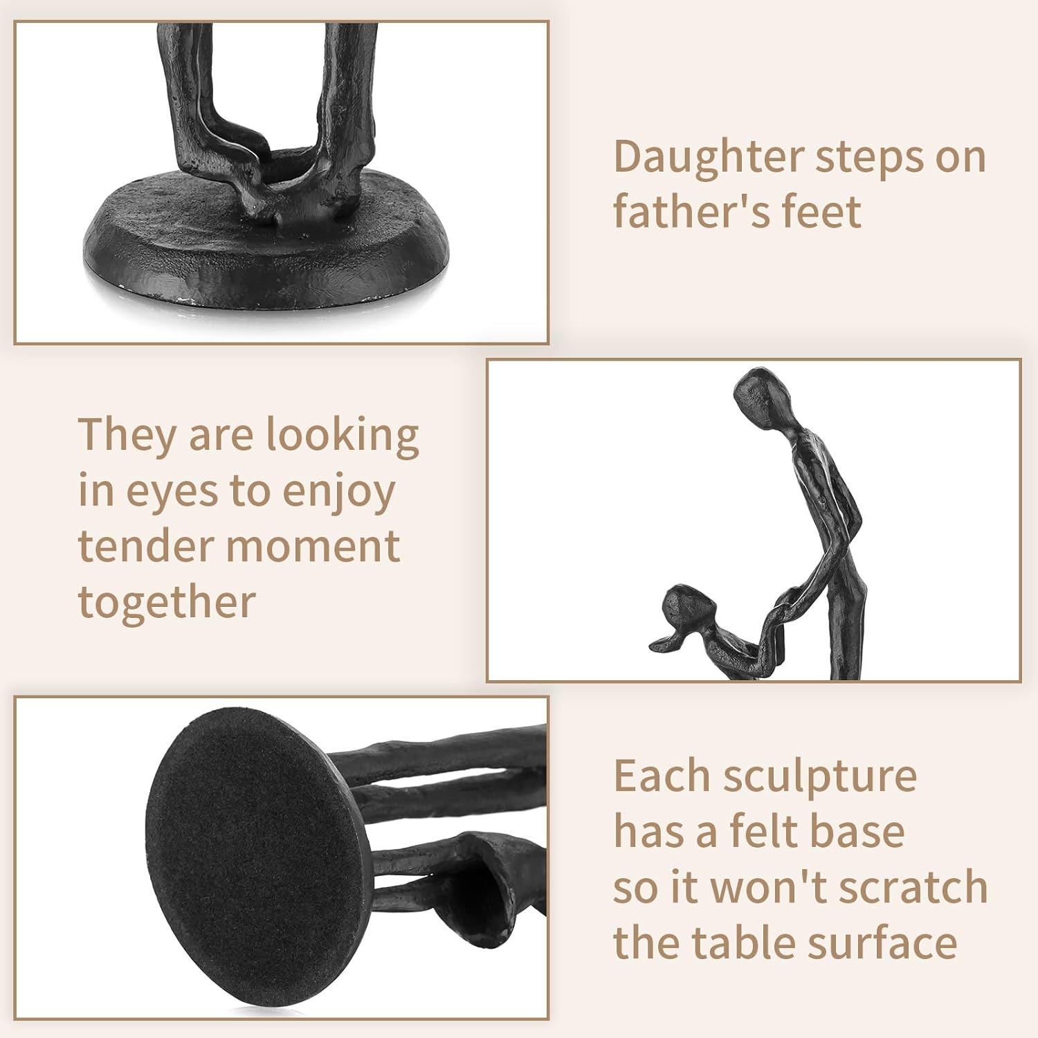 Sziqiqi Figurines Gifts for Father - Dad Daughter Iron Statues Father Daughter Love Sculpture Decoration for Fathers Day Wedding Christmas Birthday Gifts for Dad for Son Husband