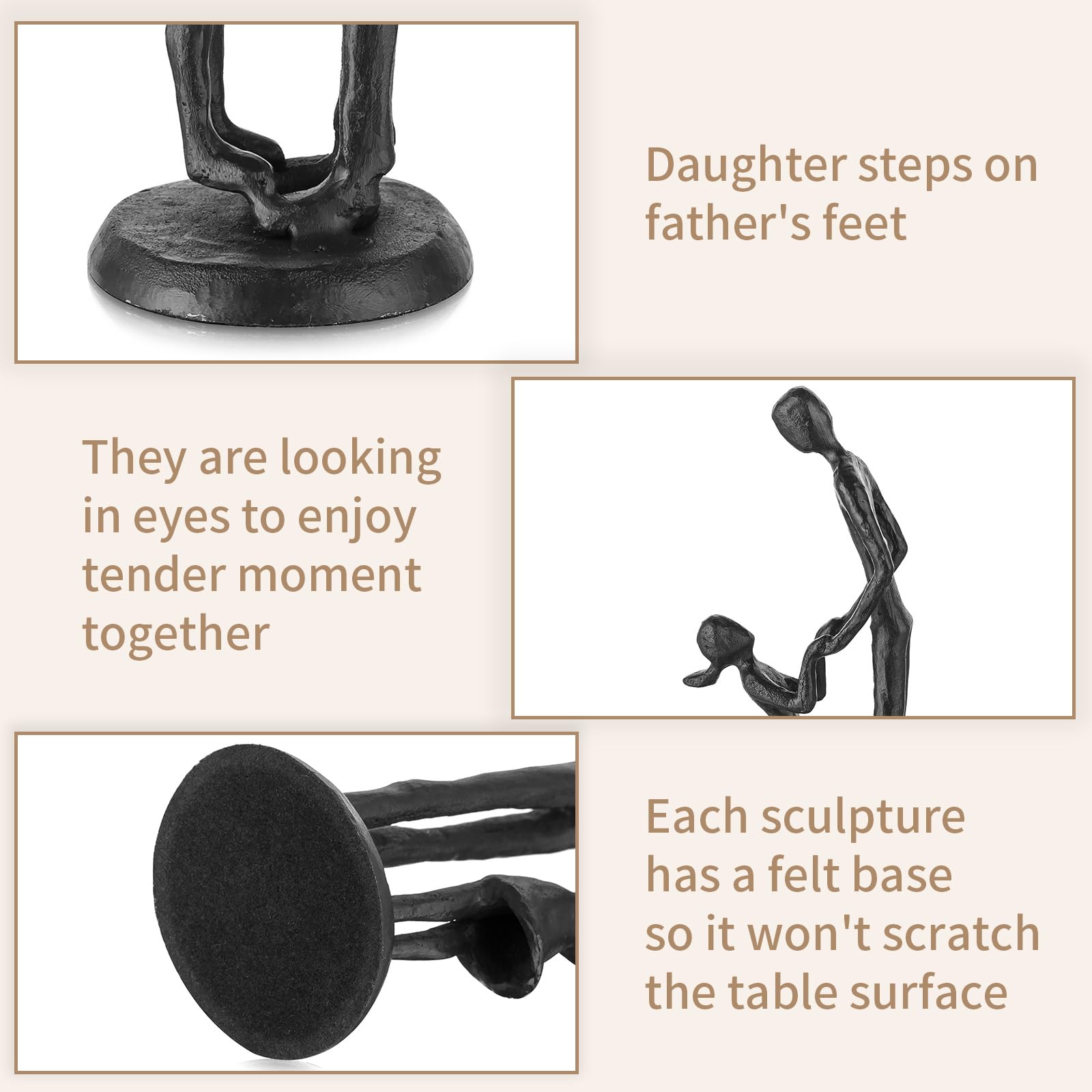 Sziqiqi Figurine Regali per il Padre - Papà Figlia Statue di Ferro Padre Figlia Amore Scultura Decorazione per Festa del Papà Matrimonio Natale Regali Commemorativi per Papà Nuovo Patrigno Marito