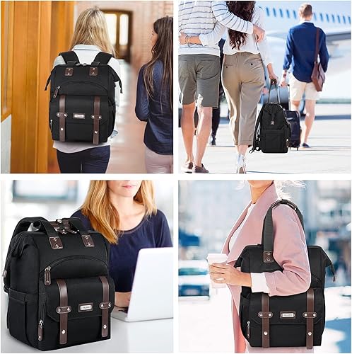 Miniatura 7 de FALANKO Mochila para laptop para mujer, doctora de trabajo, profesora, enfermera, amplia abierta, universidad, 15.6 pulgadas, con puerto de carga