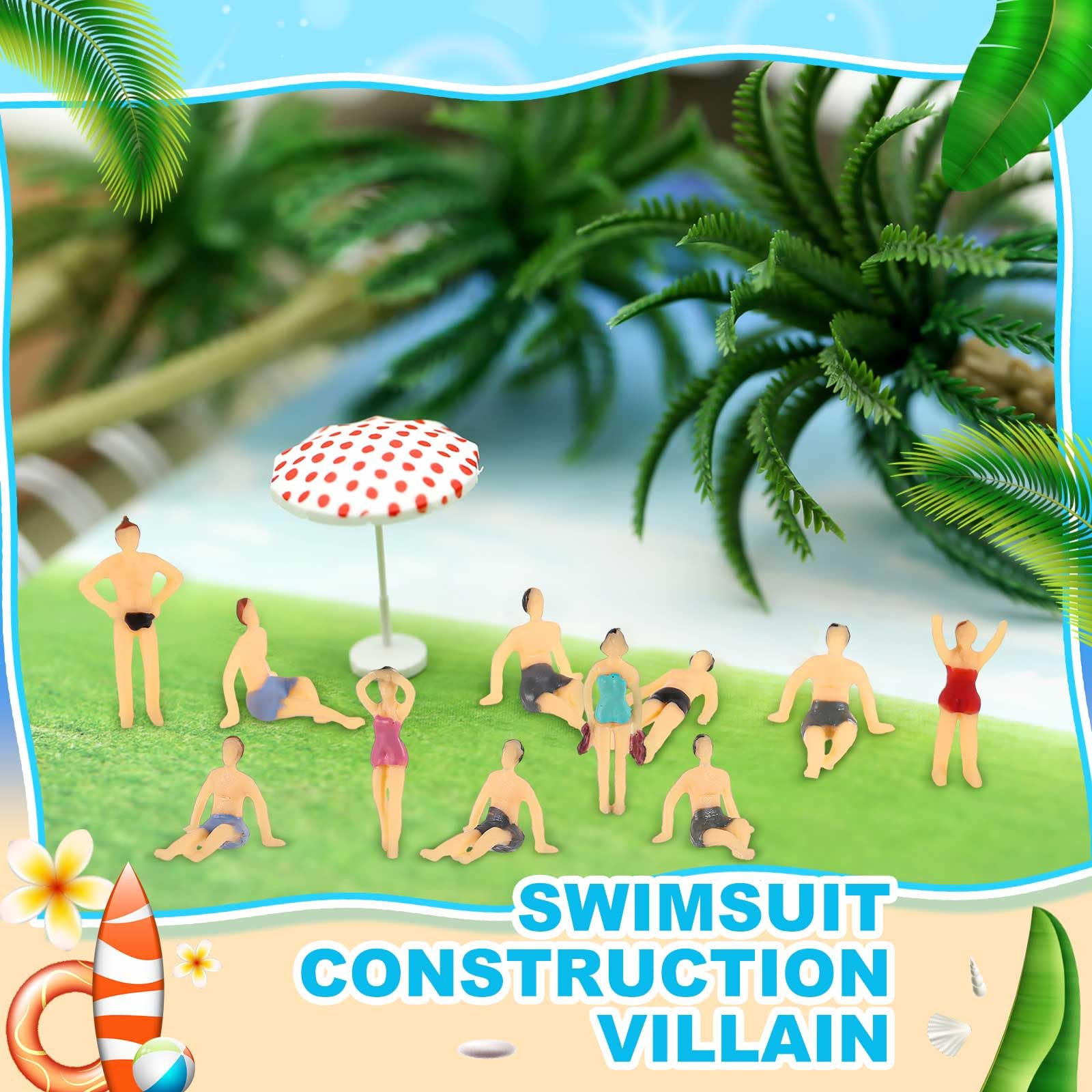 Namalu 50 Pcs 1: 75 0.98" Ho Scale Miniature People Figures Beach Swimsuits Figurines Standing Painted Mini People Set Miniature Dollhouse Accessories Cake Decor for Swimming Pool Beach Party Favor - Image 4