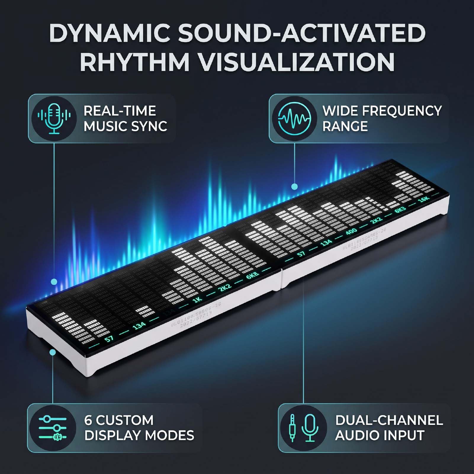 Sxhlseller LED Spectrum Display, 6 Modos Sonido Activado Ritmo Luz