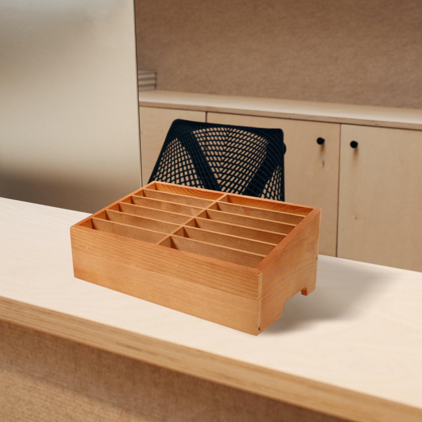 Cabilock Soporte De Madera Para Teléfono Celular De Rejilla Múltiple: 5 Unidades Caja De Almacenamiento Para Gestión De Teléfonos Móviles Y Calculadoras Organizador De Escritorio Caja De