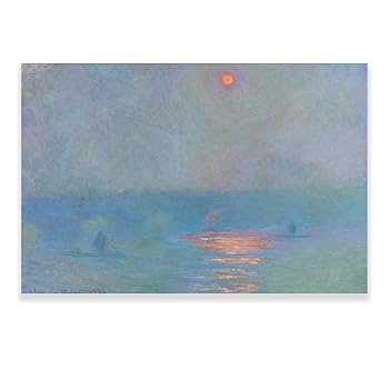 【美品】モネ 霧のウォータールー橋 レプリカ　額縁あり Amazon.co.jp: クロード・モネ キャンバスウォールアート