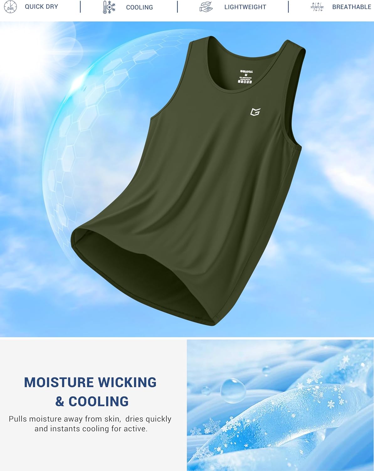 G Gradual Men's Workout Tank Tops Sleeveless Muscle Shirts Summer UPF 50+ Quick Dry Shirts for Men Athletic Running Gym - Image 5