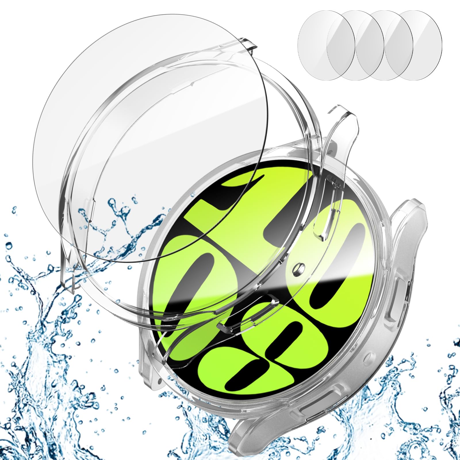 Photo 1 of [2+4] Pack Screen Protector for Samsung Galaxy Watch 6 44mm,JZK 2 Hard PC Protective Bumper Case + 4 Tempered Glass Screen Protector Film for Galaxy Watch 6 44mm Accessories?Clear+Clear